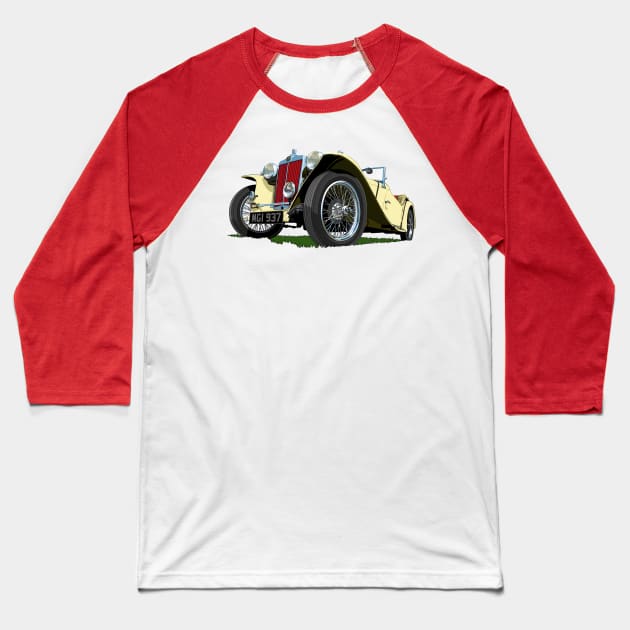 1937 MG Midget in cream Baseball T-Shirt by candcretro